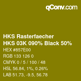 Code couleur: HKS Rasterfaecher - HKS 03K 090% Black 50% | qconv.com