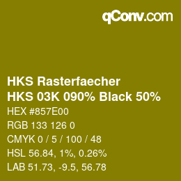 カラーコード: HKS Rasterfaecher - HKS 03K 090% Black 50% | qconv.com