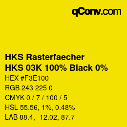 Farbcode: HKS Rasterfaecher - HKS 03K 100% Black 0% | qconv.com