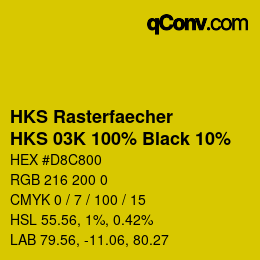 Farbcode: HKS Rasterfaecher - HKS 03K 100% Black 10% | qconv.com