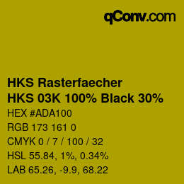 Code couleur: HKS Rasterfaecher - HKS 03K 100% Black 30% | qconv.com