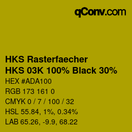 カラーコード: HKS Rasterfaecher - HKS 03K 100% Black 30% | qconv.com