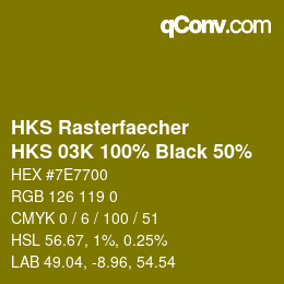 カラーコード: HKS Rasterfaecher - HKS 03K 100% Black 50% | qconv.com