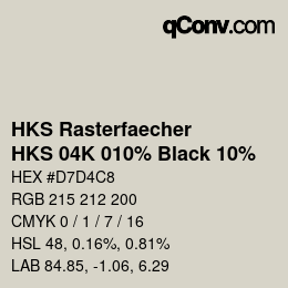 カラーコード: HKS Rasterfaecher - HKS 04K 010% Black 10% | qconv.com