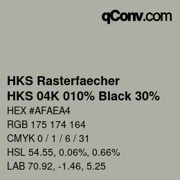 Code couleur: HKS Rasterfaecher - HKS 04K 010% Black 30% | qconv.com