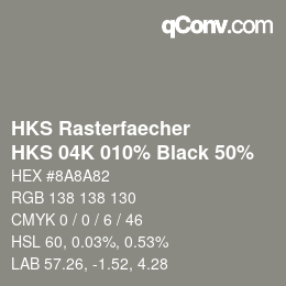 Code couleur: HKS Rasterfaecher - HKS 04K 010% Black 50% | qconv.com