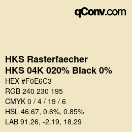 カラーコード: HKS Rasterfaecher - HKS 04K 020% Black 0% | qconv.com