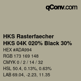 Color code: HKS Rasterfaecher - HKS 04K 020% Black 30% | qconv.com