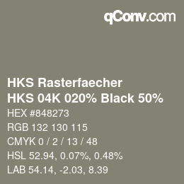 Color code: HKS Rasterfaecher - HKS 04K 020% Black 50% | qconv.com