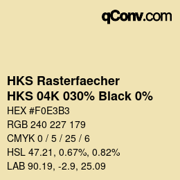 Farbcode: HKS Rasterfaecher - HKS 04K 030% Black 0% | qconv.com