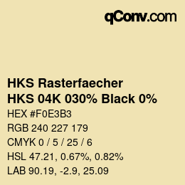 Code couleur: HKS Rasterfaecher - HKS 04K 030% Black 0% | qconv.com