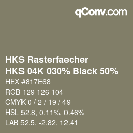 Farbcode: HKS Rasterfaecher - HKS 04K 030% Black 50% | qconv.com