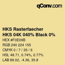 Farbcode: HKS Rasterfaecher - HKS 04K 040% Black 0% | qconv.com