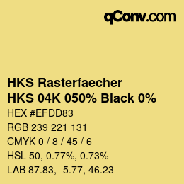 Farbcode: HKS Rasterfaecher - HKS 04K 050% Black 0% | qconv.com