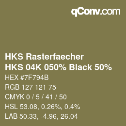 Color code: HKS Rasterfaecher - HKS 04K 050% Black 50% | qconv.com