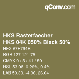 Código de color: HKS Rasterfaecher - HKS 04K 050% Black 50% | qconv.com