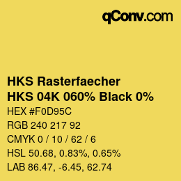 カラーコード: HKS Rasterfaecher - HKS 04K 060% Black 0% | qconv.com