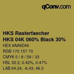 カラーコード: HKS Rasterfaecher - HKS 04K 060% Black 30% | qconv.com