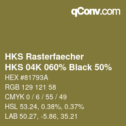 Farbcode: HKS Rasterfaecher - HKS 04K 060% Black 50% | qconv.com