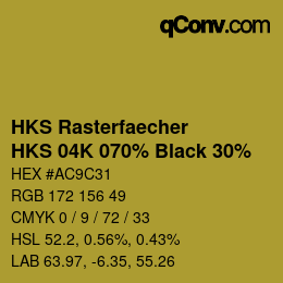 カラーコード: HKS Rasterfaecher - HKS 04K 070% Black 30% | qconv.com