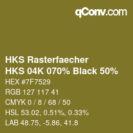 Farbcode: HKS Rasterfaecher - HKS 04K 070% Black 50% | qconv.com