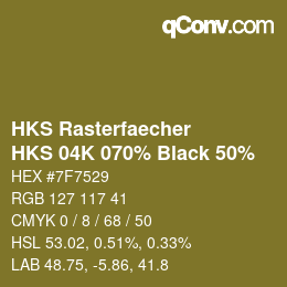 Code couleur: HKS Rasterfaecher - HKS 04K 070% Black 50% | qconv.com