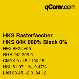 カラーコード: HKS Rasterfaecher - HKS 04K 080% Black 0% | qconv.com
