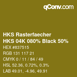 Code couleur: HKS Rasterfaecher - HKS 04K 080% Black 50% | qconv.com