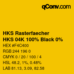 Code couleur: HKS Rasterfaecher - HKS 04K 100% Black 0% | qconv.com