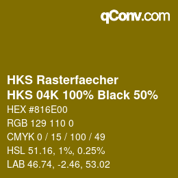 Código de color: HKS Rasterfaecher - HKS 04K 100% Black 50% | qconv.com
