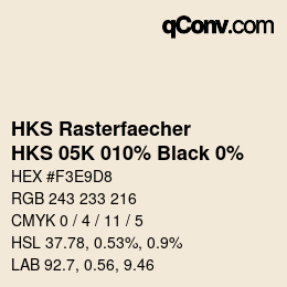 Farbcode: HKS Rasterfaecher - HKS 05K 010% Black 0% | qconv.com