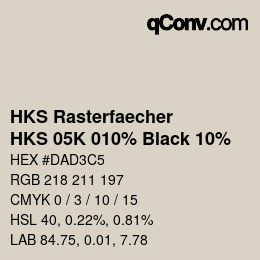 カラーコード: HKS Rasterfaecher - HKS 05K 010% Black 10% | qconv.com