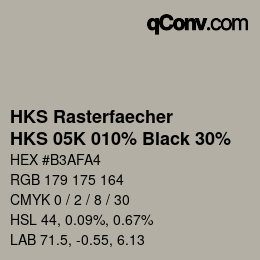 カラーコード: HKS Rasterfaecher - HKS 05K 010% Black 30% | qconv.com