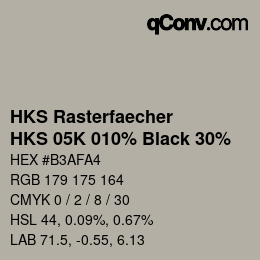 Color code: HKS Rasterfaecher - HKS 05K 010% Black 30% | qconv.com