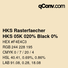 カラーコード: HKS Rasterfaecher - HKS 05K 020% Black 0% | qconv.com