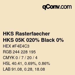 カラーコード: HKS Rasterfaecher - HKS 05K 020% Black 0% | qconv.com