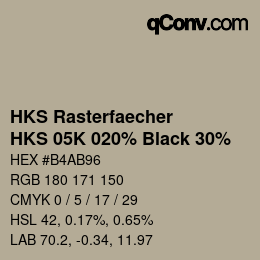 カラーコード: HKS Rasterfaecher - HKS 05K 020% Black 30% | qconv.com