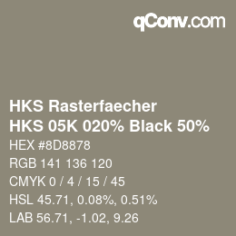 Color code: HKS Rasterfaecher - HKS 05K 020% Black 50% | qconv.com