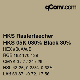 Farbcode: HKS Rasterfaecher - HKS 05K 030% Black 30% | qconv.com