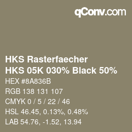 Color code: HKS Rasterfaecher - HKS 05K 030% Black 50% | qconv.com