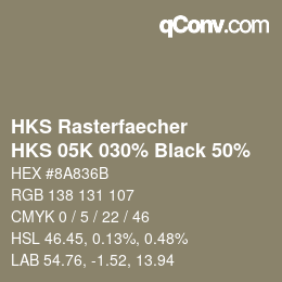 Code couleur: HKS Rasterfaecher - HKS 05K 030% Black 50% | qconv.com