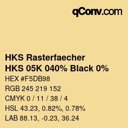 Farbcode: HKS Rasterfaecher - HKS 05K 040% Black 0% | qconv.com