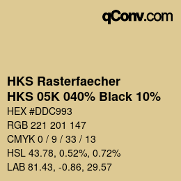 Color code: HKS Rasterfaecher - HKS 05K 040% Black 10% | qconv.com