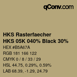 Farbcode: HKS Rasterfaecher - HKS 05K 040% Black 30% | qconv.com