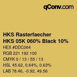 カラーコード: HKS Rasterfaecher - HKS 05K 060% Black 10% | qconv.com