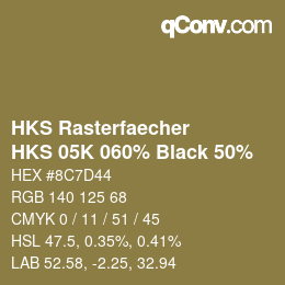 Farbcode: HKS Rasterfaecher - HKS 05K 060% Black 50% | qconv.com