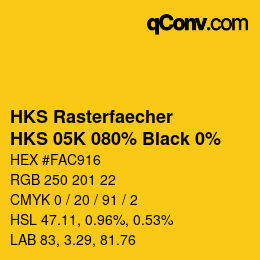 Código de color: HKS Rasterfaecher - HKS 05K 080% Black 0% | qconv.com