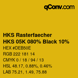 カラーコード: HKS Rasterfaecher - HKS 05K 080% Black 10% | qconv.com