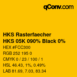Code couleur: HKS Rasterfaecher - HKS 05K 090% Black 0% | qconv.com