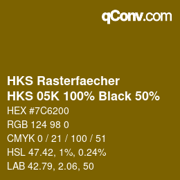 Farbcode: HKS Rasterfaecher - HKS 05K 100% Black 50% | qconv.com